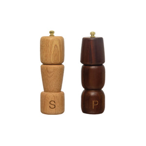 Acacia & Rubberwood Salt & Pepper Mills (set of 2)