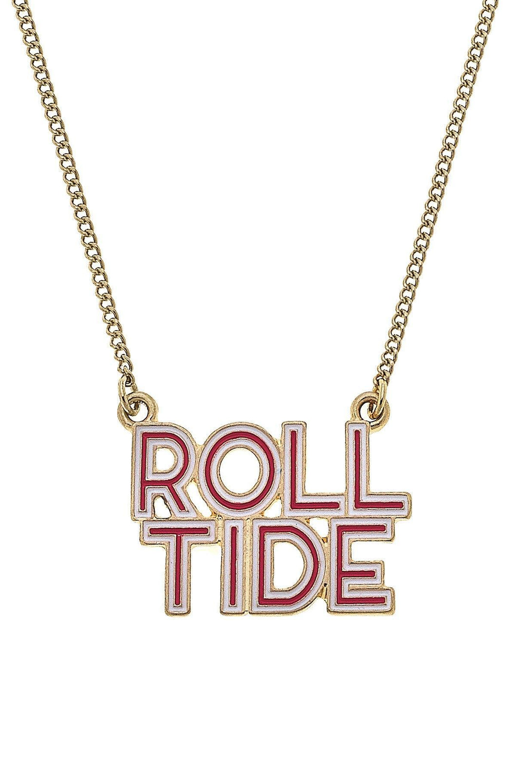 Alabama Crimson Tide Outline Enamel Necklace in Crimson/White