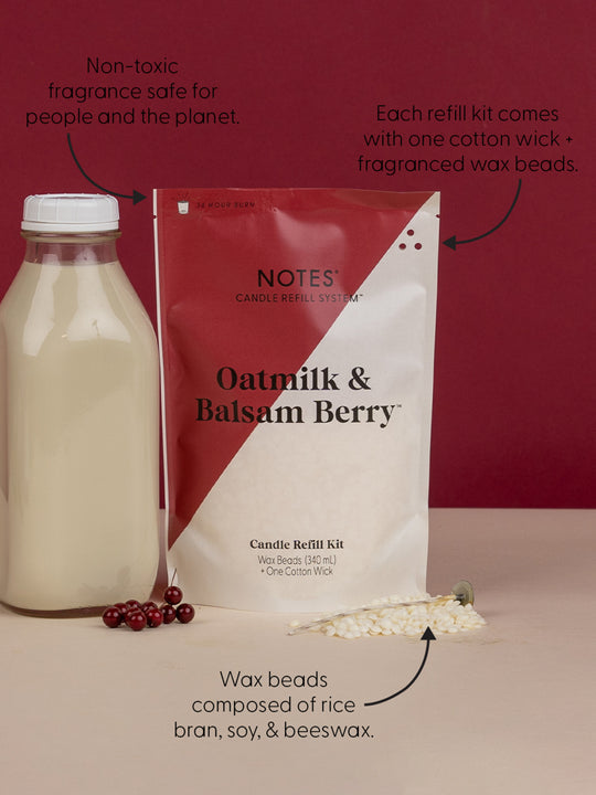 Notes Candle Refill Kit Oatmilk & Balsam Berry