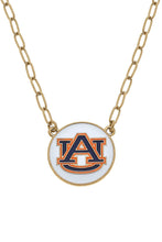 Load image into Gallery viewer, Auburn Tigers Enamel Disc Pendant Necklace
