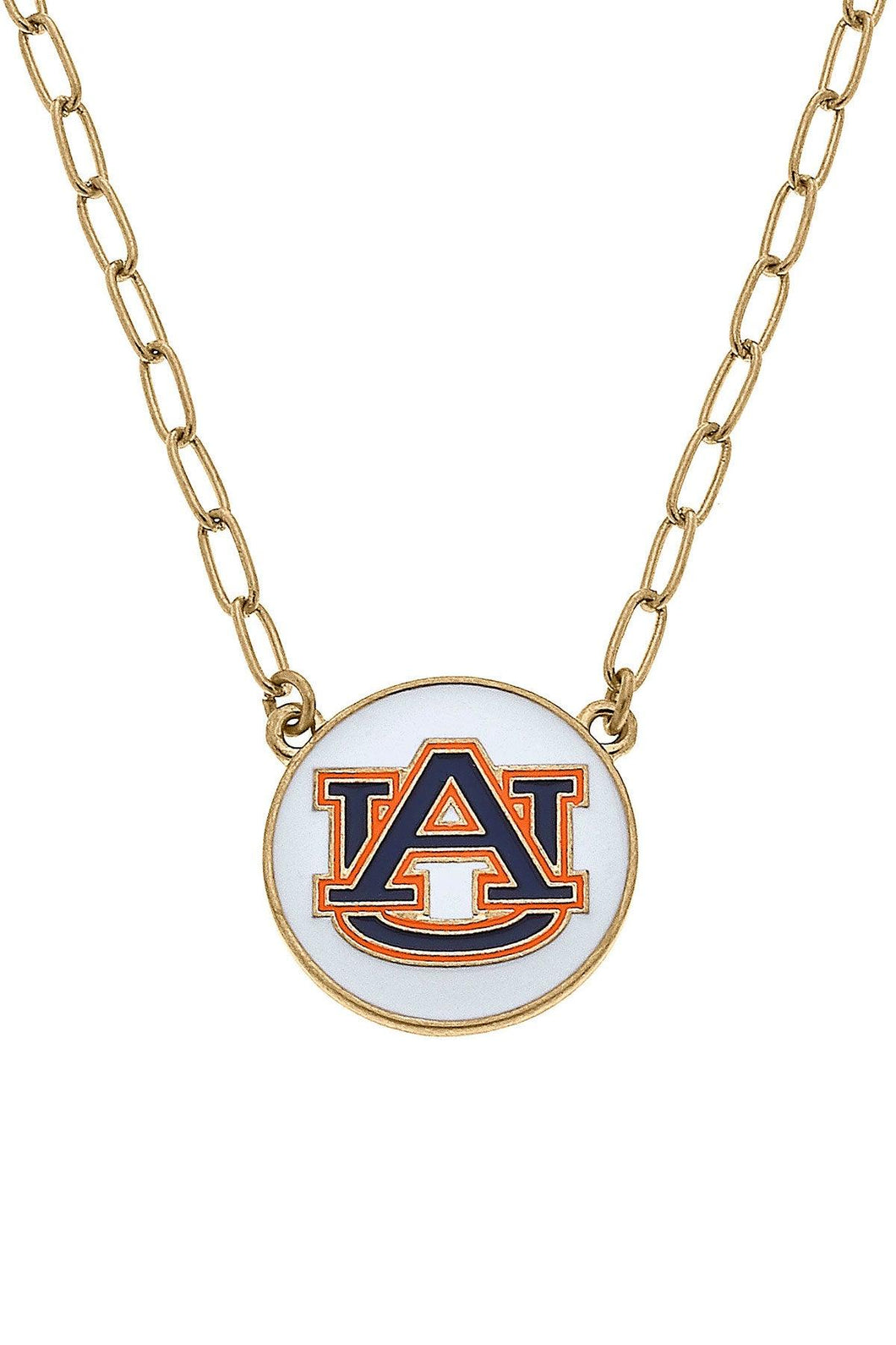 Auburn Tigers Enamel Disc Pendant Necklace