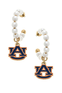 Auburn Pearl Beaded Hoop Earrings