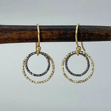 Load image into Gallery viewer, NY Tiny Two-Tone Dk Rhodium Hoop Earrings
