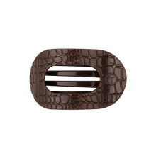 Load image into Gallery viewer, Teleties Flat Round Clip -Brown Crocodile
