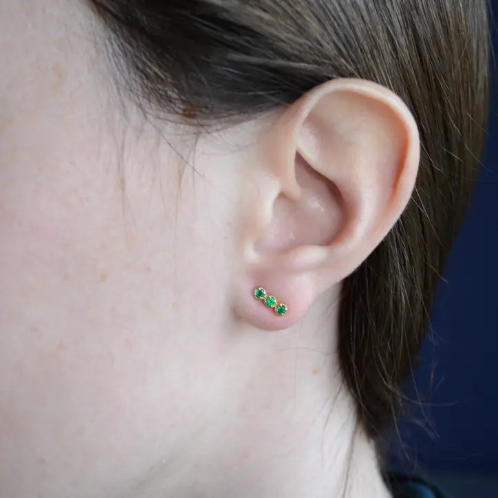 NY Green Onyx Bar Stud Earrings