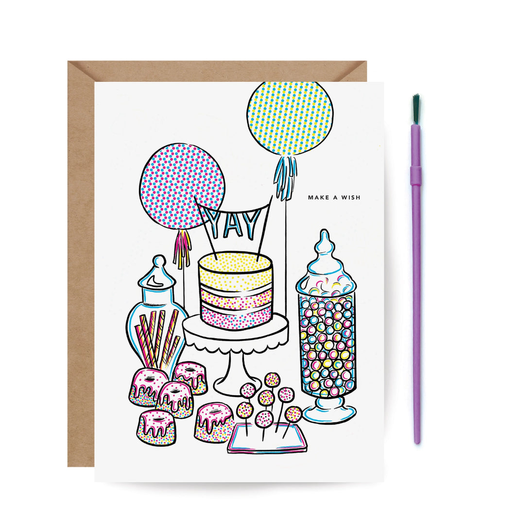 Paint w/ Water Birthday Card -Sweet Table