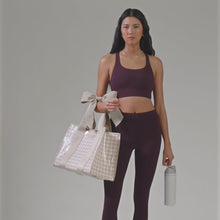 Load image into Gallery viewer, Jelly Bow Tote w/ Phone Pouch -Latte Gingham
