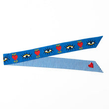 Load image into Gallery viewer, Camile Skinny Scarf -Evil Eye Print
