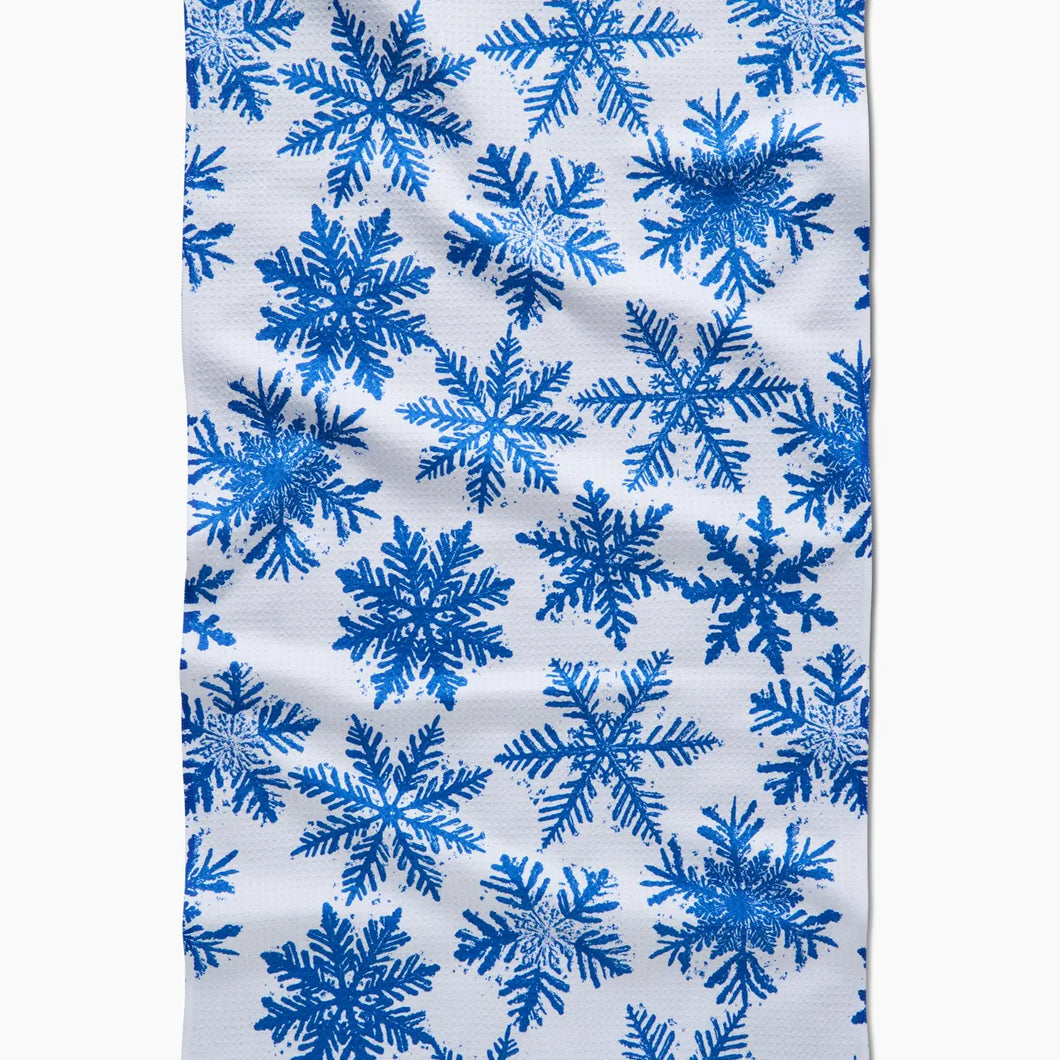 Geometry Snowy Days Blue Tea Towel