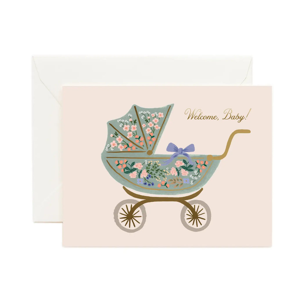 Rifle Paper New Baby Card -Floral Pram