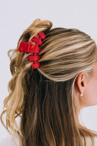 Teleties Classic Hair Clips -Rudolph Red