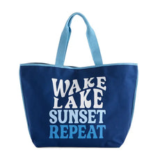 Load image into Gallery viewer, Wake Lake Sunset Repeat Tote -Navy
