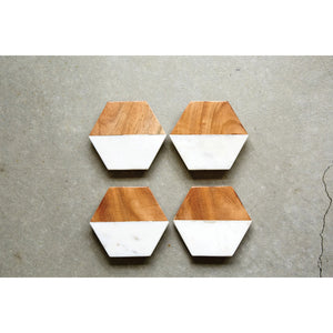 Wood & Marble Hexagon Coasters