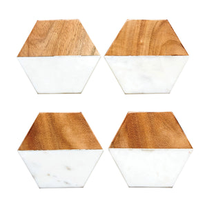 Wood & Marble Hexagon Coasters