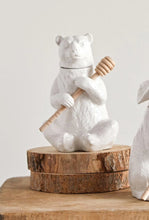 Load image into Gallery viewer, White Bear Honey Pot w/ Honey Dipper
