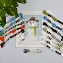 Load image into Gallery viewer, Blue Poppy Needlepoint Kit -Snowman with Green Scarf
