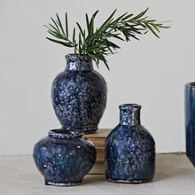 Load image into Gallery viewer, Dapper Home Navy Crackle Vases
