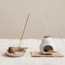 Load image into Gallery viewer, Stoneware Incense Holder w/ Embossed Heart
