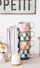 Load image into Gallery viewer, Stackable Checked Stoneware Mug

