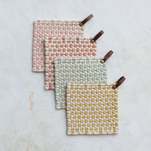 Load image into Gallery viewer, Happy House Cotton Crocheted Pot Holder w/ Leather Loop
