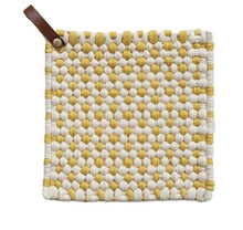 Load image into Gallery viewer, Happy House Cotton Crocheted Pot Holder w/ Leather Loop
