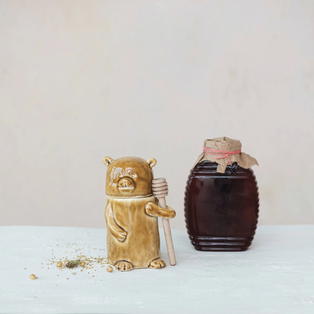 Bear Honey Jar w/ Honey Dipper