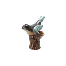 Load image into Gallery viewer, Hand-Painted Stoneware Bird on Log Vase
