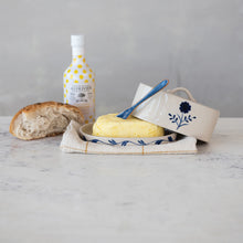 Load image into Gallery viewer, Hand-Painted Stoneware Butter Dish with Flower
