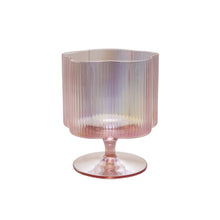Load image into Gallery viewer, Hand-Blown Pleated Flower Shaped Stemmed Wine Glass
