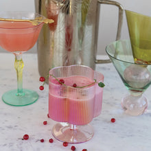 Load image into Gallery viewer, Hand-Blown Pleated Flower Shaped Stemmed Wine Glass
