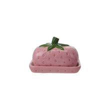 Load image into Gallery viewer, Hand-Painted Ceramic Strawberry Shaped Butter Dish
