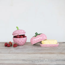 Load image into Gallery viewer, Hand-Painted Ceramic Strawberry Shaped Butter Dish
