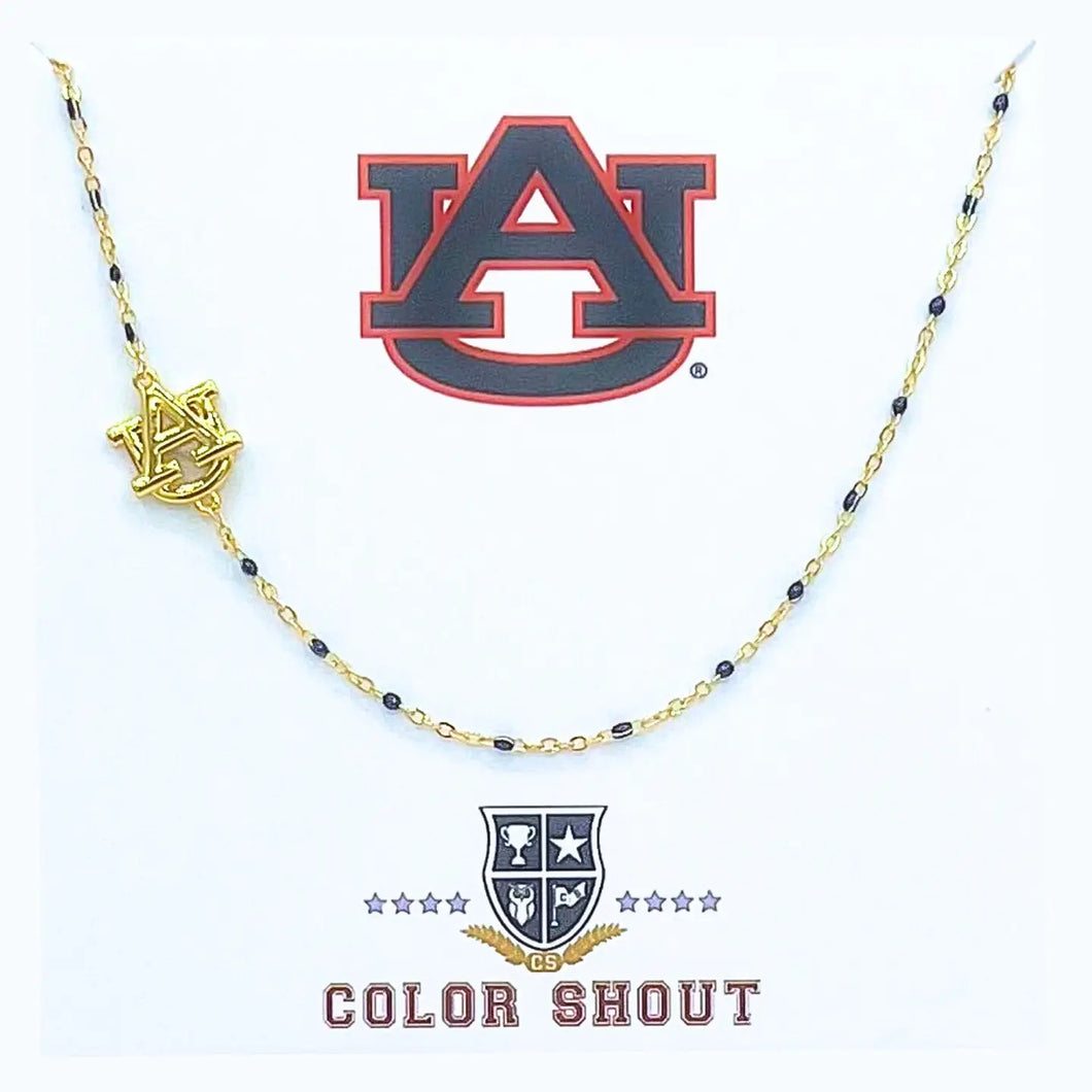 Game Day Side Set Logo Necklace -Auburn