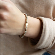 Load image into Gallery viewer, L&amp;E Faith over Fear Gold Bracelet -Feldspar
