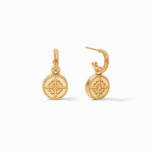 Load image into Gallery viewer, Julie Vos Fleur-de-Lis Hoop &amp; Charm Earring -Iridescent Ruby Red
