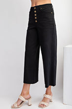 Load image into Gallery viewer, Easel Button Front Stretch Twill Pants -Black
