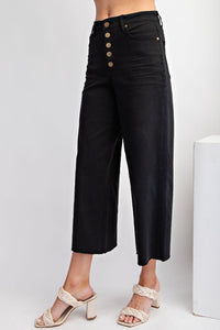 Easel Button Front Stretch Twill Pants -Black