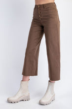 Load image into Gallery viewer, Easel Button Front Stretch Twill Pants -Coffee Brown
