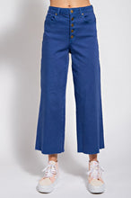 Load image into Gallery viewer, Easel Button Front Stretch Twill Pants -Blue
