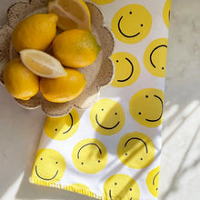 Load image into Gallery viewer, Embroidered Edge Tea Towel -Smiley

