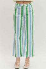 Load image into Gallery viewer, E Blue &amp; Green Stripe Pant
