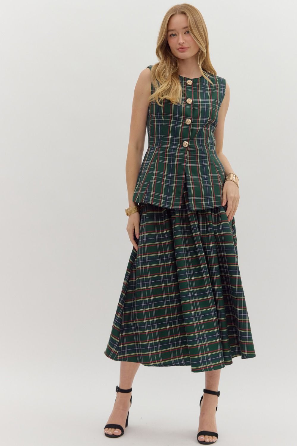 E Green Plaid Midi Skirt Mint Juleps Shop E Green Plaid Midi Skirt Mint Juleps Shop