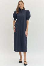 Load image into Gallery viewer, E Navy Puff Sleeve Pocket Dress
