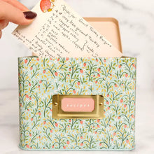 Load image into Gallery viewer, Strawberry Meadow Tin Recipe Box
