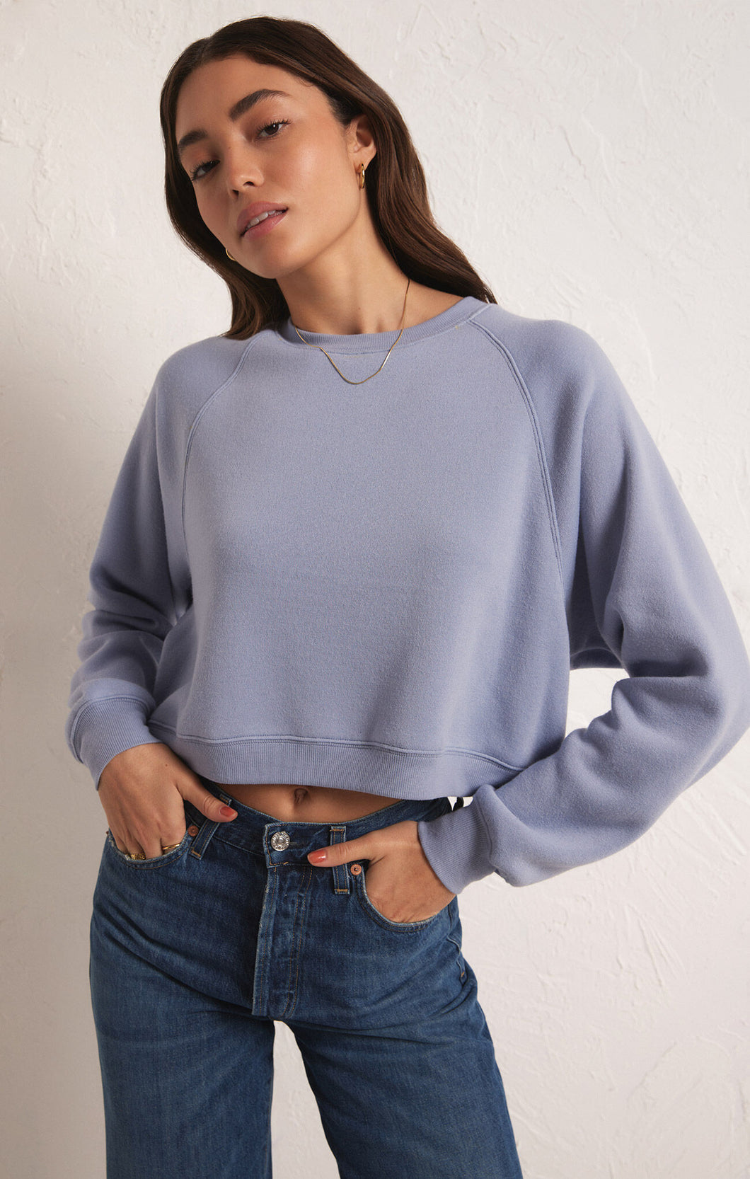Z Supply Crop Out Sweatshirt -Stormy