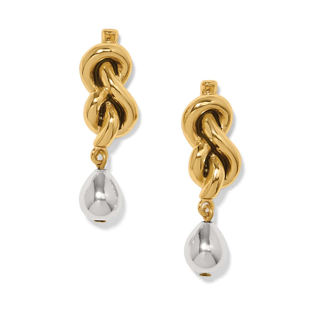Brighton Interlok Single Knot Drop Earrings -Silver / Gold