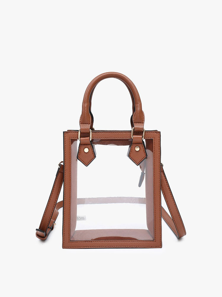 Elise Clear Rectangle Crossbody -Brown