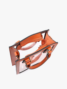 Elise Clear Rectangle Crossbody -Orange