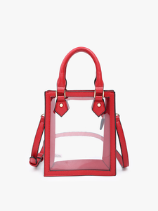 Elise Clear Rectangle Crossbody -Red