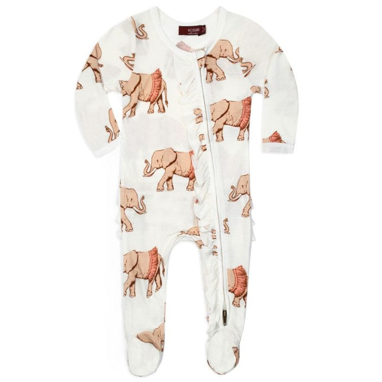 MilkBarn Ruffle Footed Romper -Tutu Elephant